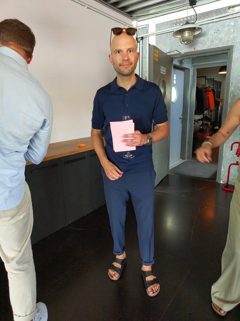 Our friend Tim, looking relaxed and happy at his post-wedding celebration